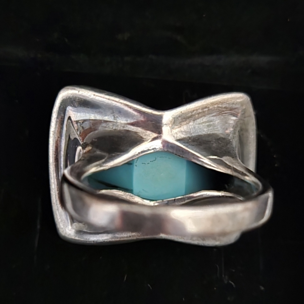 Elegant Silver and Turquoise Ring Size 6 - Picture 3 of 5